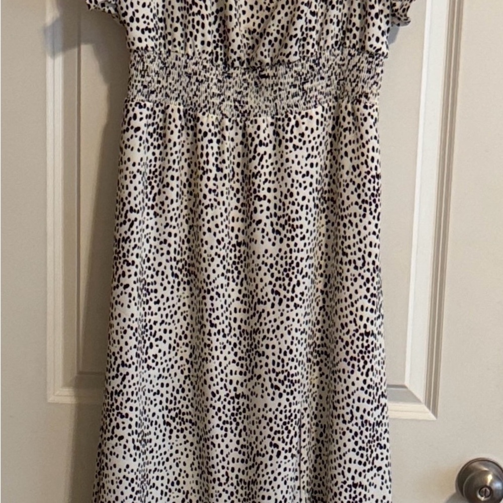 Express Black and White Ruffle Maxi Dress